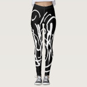 抽象芸術モダニズム幾何学線アート レギンス (正面)