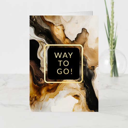 抽象芸術モダンおめでとうの道 箔グリーティングカード (正面)