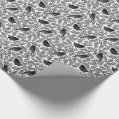 抽象芸術モダンかわいい黒い鳥と葉 ラッピングペーパー (角)