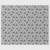 抽象芸術モダンかわいい黒い鳥と葉 ラッピングペーパー (フラット)