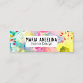 抽象芸術モダンのカラフルスプラッシュ水色 スキニー名刺 (正面)