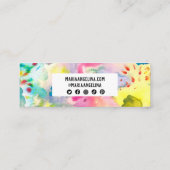 抽象芸術モダンのカラフルスプラッシュ水色 スキニー名刺 (裏面)