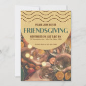 抽象芸術モダンの友達と感謝祭ディナー 招待状 (正面)