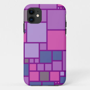 抽象芸術モダンの正方形 ピンクパープル iPhone 11 ケース