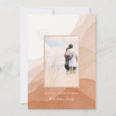 抽象芸術モダンの水色サンセットクリスマスカップル カード (正面)