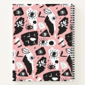 抽象芸術モダンの目と唇のパターン ノートブック (裏面)