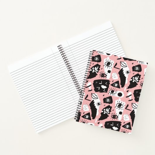 抽象芸術モダンの目と唇のパターン ノートブック (内部)