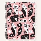 抽象芸術モダンの目と唇のパターン ノートブック (正面)