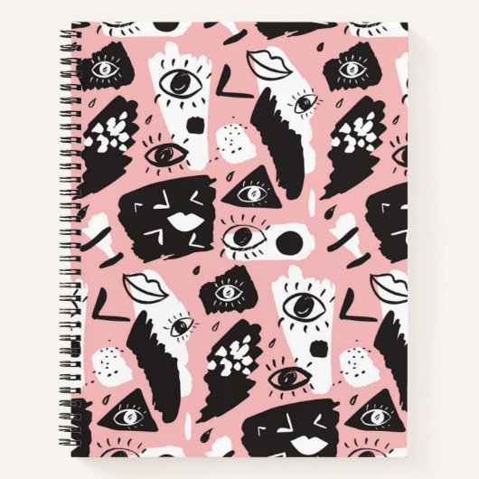 抽象芸術モダンの目と唇のパターン ノートブック (正面)
