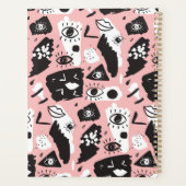 抽象芸術モダンの目と唇のパターン プランナー手帳 (裏面)