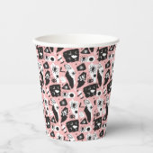 抽象芸術モダンの目と唇のパターン 紙コップ (正面)