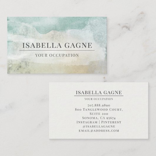 抽象芸術モダンの緑の水色の形状 名刺 (正面/裏面)