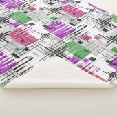 抽象芸術モダンの線ストライプの付きrec シェルパブランケット (3/4)