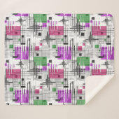 抽象芸術モダンの線ストライプの付きrec シェルパブランケット (正面(横))