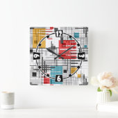 抽象芸術モダンの線ストライプの付きrec スクエア壁時計 (ホーム)