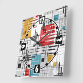 抽象芸術モダンの線ストライプの付きrec スクエア壁時計 (傾斜)