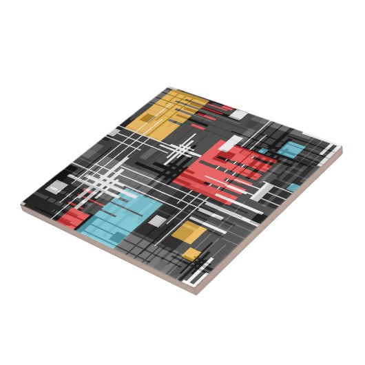 抽象芸術モダンの線ストライプの付きrec タイル (側面)