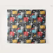 抽象芸術モダンの線ストライプの付きrec タペストリー (正面(横))