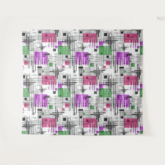 抽象芸術モダンの線ストライプの付きrec タペストリー (正面(横))