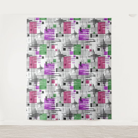 抽象芸術モダンの線ストライプの付きrec タペストリー (正面)