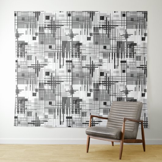 抽象芸術モダンの線ストライプの付きrec タペストリー (インサイチュ(横))