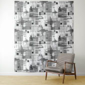 抽象芸術モダンの線ストライプの付きrec タペストリー (インサイチュ)