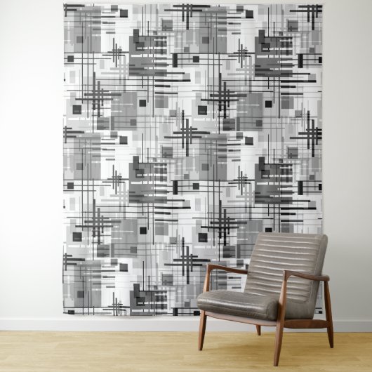 抽象芸術モダンの線ストライプの付きrec タペストリー (インサイチュ)