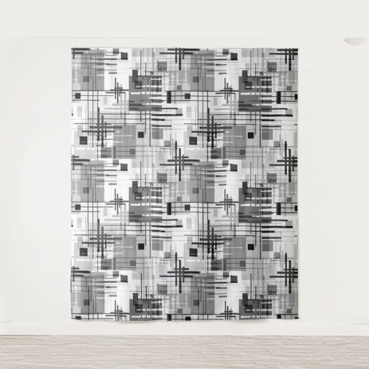 抽象芸術モダンの線ストライプの付きrec タペストリー (正面)