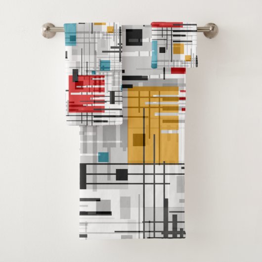 抽象芸術モダンの線ストライプの付きrec バスタオルセット (インサイチュ)