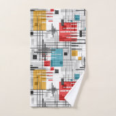 抽象芸術モダンの線ストライプの付きrec バスタオルセット (ハンドタオル)