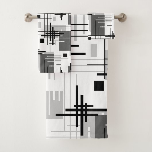 抽象芸術モダンの線ストライプの付きrec バスタオルセット (インサイチュ)