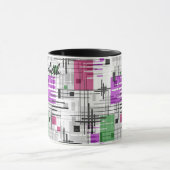 抽象芸術モダンの線ストライプの付きrec マグカップ (中央)
