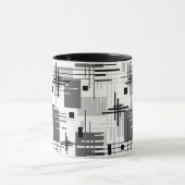 抽象芸術モダンの線ストライプの付きrec マグカップ (中央)