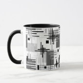 抽象芸術モダンの線ストライプの付きrec マグカップ (左)