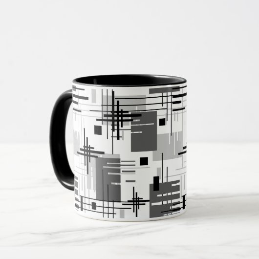 抽象芸術モダンの線ストライプの付きrec マグカップ (正面左)