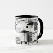 抽象芸術モダンの線ストライプの付きrec マグカップ (正面右)