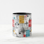 抽象芸術モダンの線ストライプの付きrec マグカップ (中央)