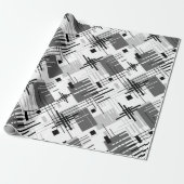 抽象芸術モダンの線ストライプの付きrec ラッピングペーパー (アンロールド)