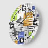 抽象芸術モダンの線ストライプの付きrec ラージ壁時計 (傾斜)