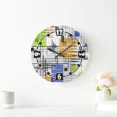 抽象芸術モダンの線ストライプの付きrec ラージ壁時計 (ホーム)