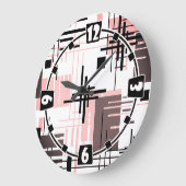 抽象芸術モダンの線ストライプの付きrec ラージ壁時計 (傾斜)