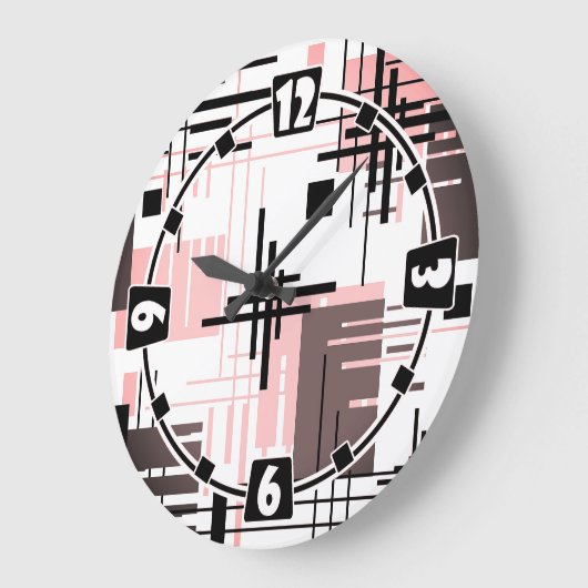 抽象芸術モダンの線ストライプの付きrec ラージ壁時計 (傾斜)