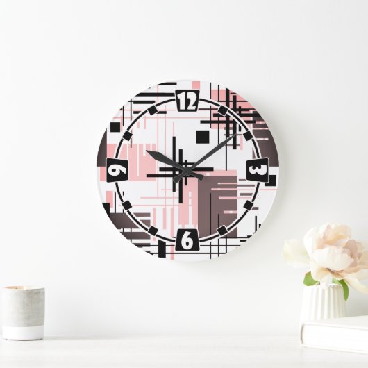 抽象芸術モダンの線ストライプの付きrec ラージ壁時計 (ホーム)
