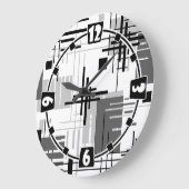 抽象芸術モダンの線ストライプの付きrec ラージ壁時計 (傾斜)