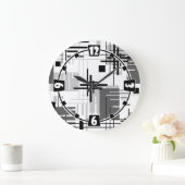 抽象芸術モダンの線ストライプの付きrec ラージ壁時計 (ホーム)