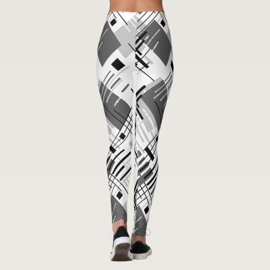 抽象芸術モダンの線ストライプの付きrec レギンス (裏面)