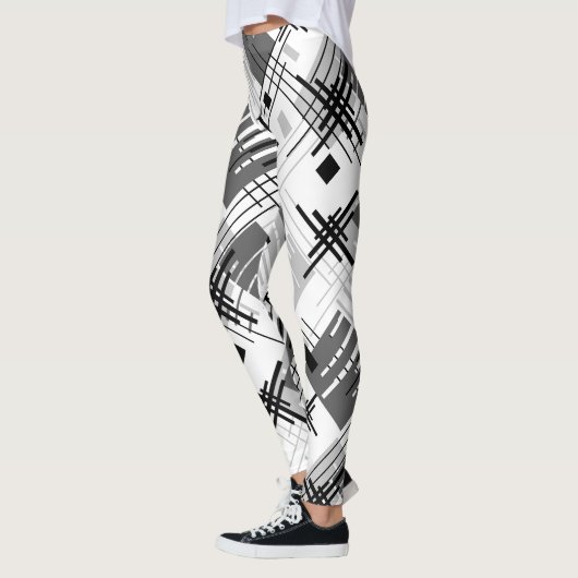 抽象芸術モダンの線ストライプの付きrec レギンス (左)