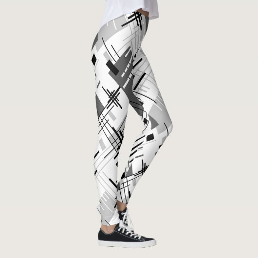 抽象芸術モダンの線ストライプの付きrec レギンス (右)