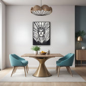 抽象芸術モダンの自由の線の芸術の光沢 ポスター