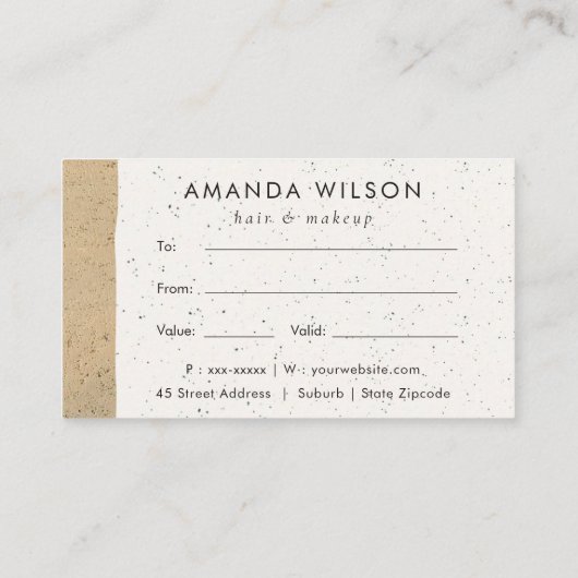 抽象芸術モダンの質感ギフト証書 名刺 (裏面)